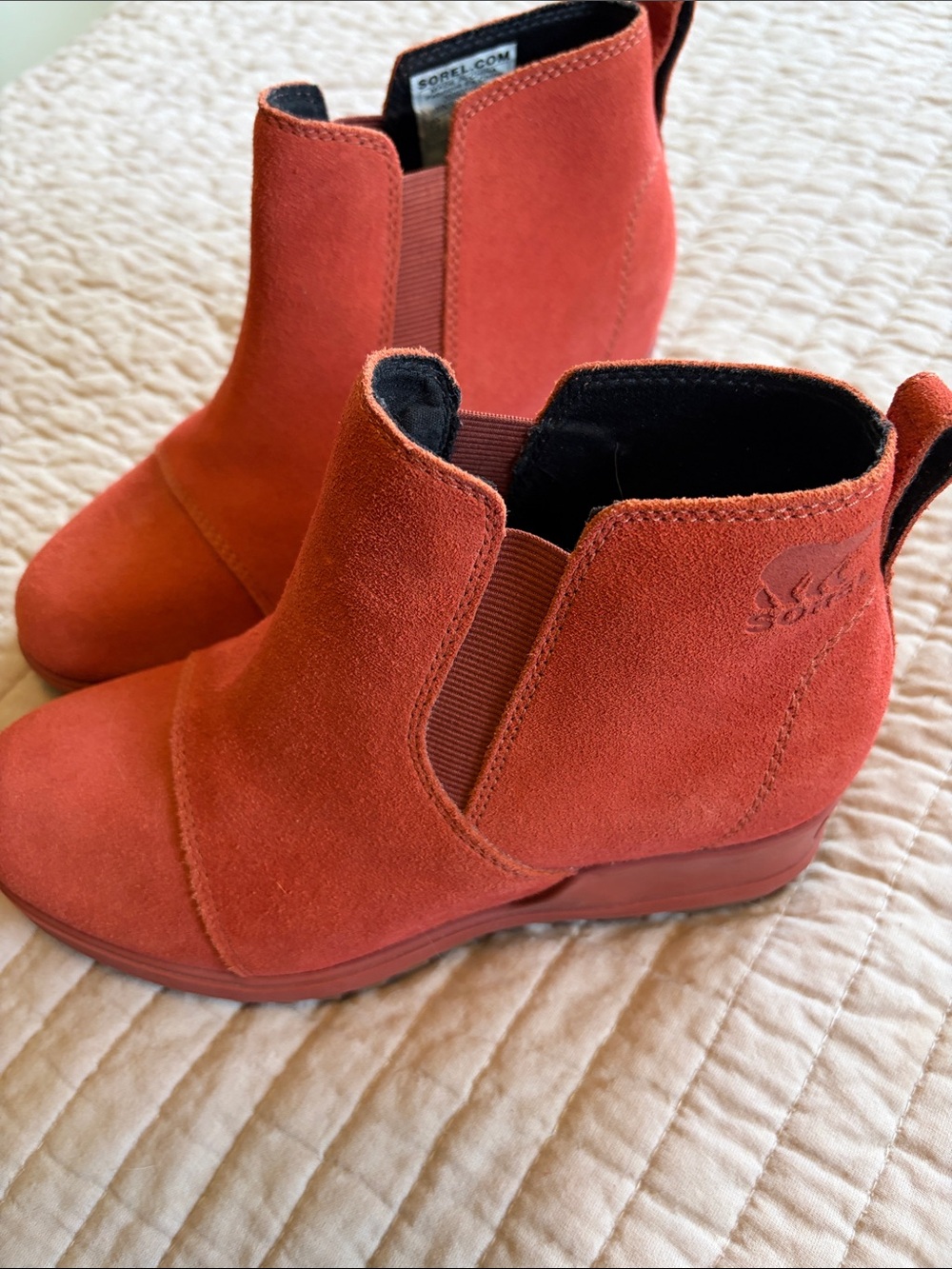 Sorel Women's Suede Ankle Bootie in Rust Orange